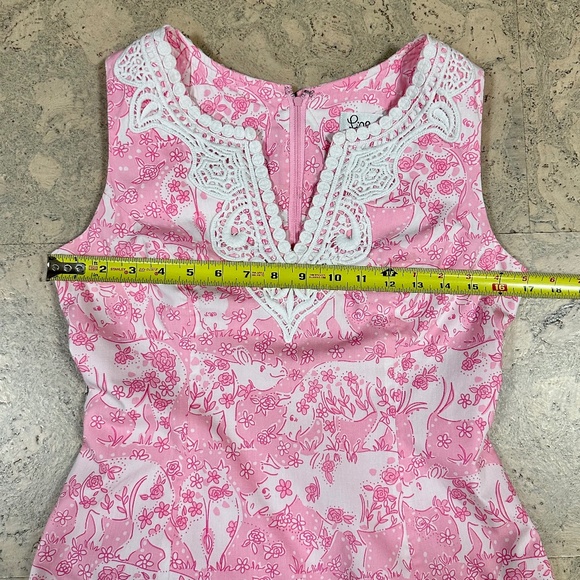 Lilly Pulitzer Pink White Rhino Run for the Roses Tunic Sleeveless Size 2 - Picture 4 of 9